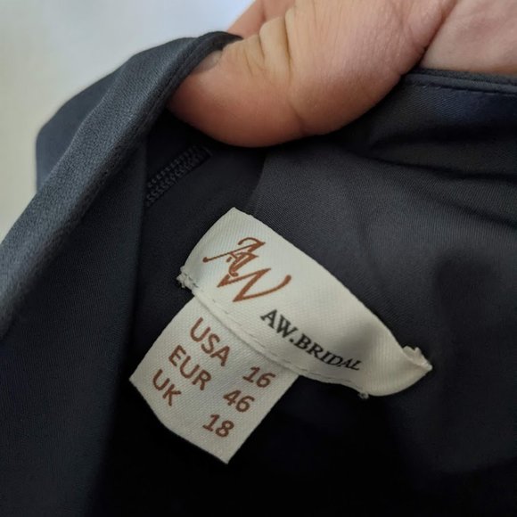 AW Bridal Joie Bridesmaid Formal Prom Special Occasion Dress, 16, Grey - Picture 10 of 10